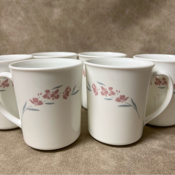 Set of (6) Vintage Corning Coffee Mugs / Cups in the Silk Blossoms Pattern - Picture 7 of 8